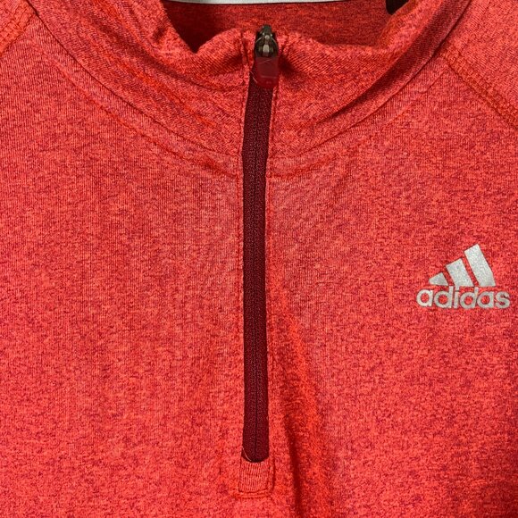 Adidas Shirt Mens Large Orange Performance 1/4 Zip Long Sleeve - Picture 5 of 8